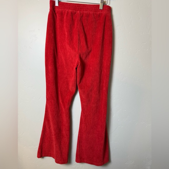 Aerie Groove On Velour High Waisted Flare Pants Red Small - Picture 5 of 6